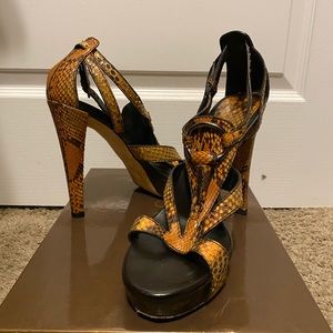 Gucci Icon Bit Python High Heel Sandals